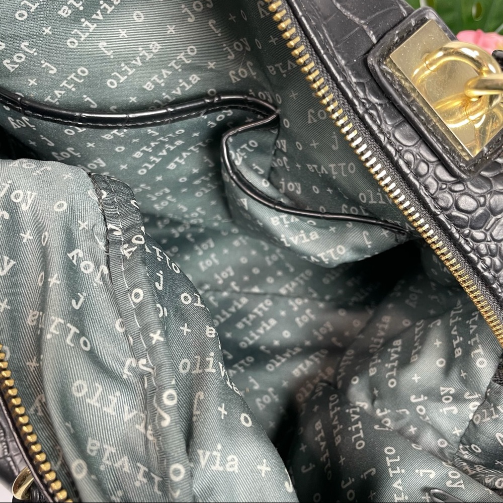(((SOLD)))Olivia + Joy black faux aligator leather satchel - Picture 15 of 16
